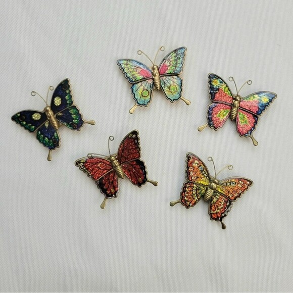 VINTAGE ✨ Colorful Butterfly Brooch Magnet Set - Picture 5 of 5